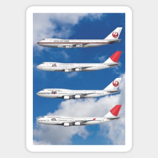 Tee Shirt Version Full Complement of 747 Liveries From Japan Airlines Sticker